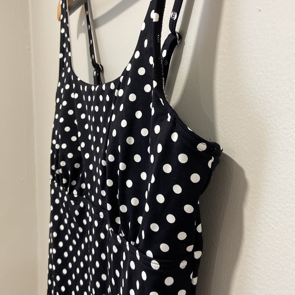 Lands’ End Polka Dots Tankini Swim Top Women Size 14L - Picture 2 of 10